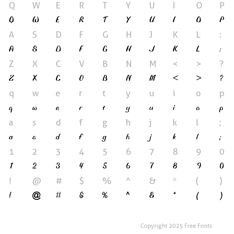 Character Map of Witchdoctor Regular