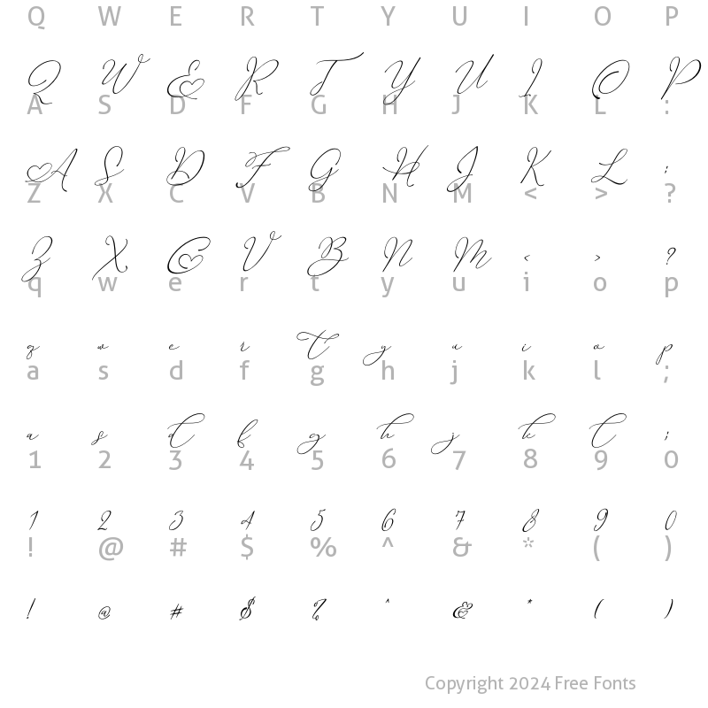 Character Map of with you Italic