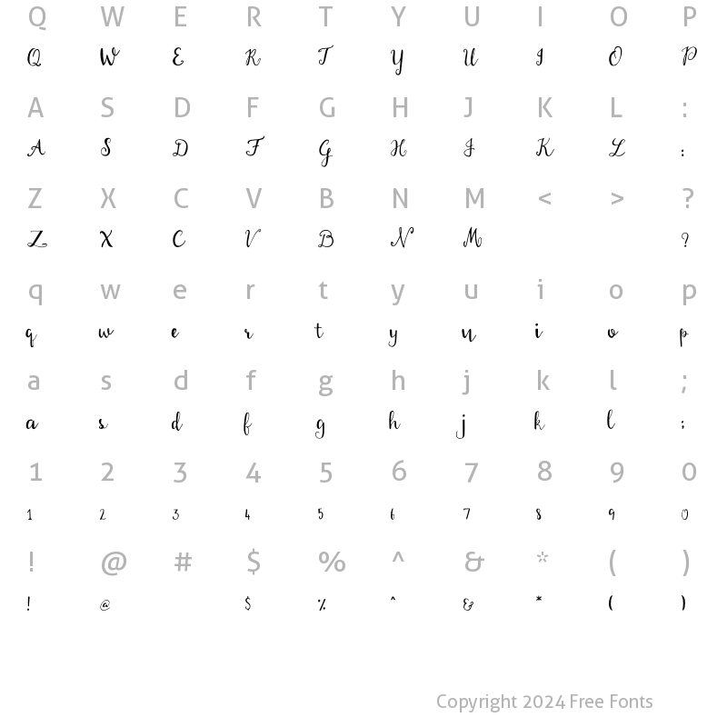 Character Map of Withlove Regular