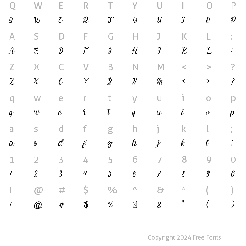 Character Map of Witty Gemini Script