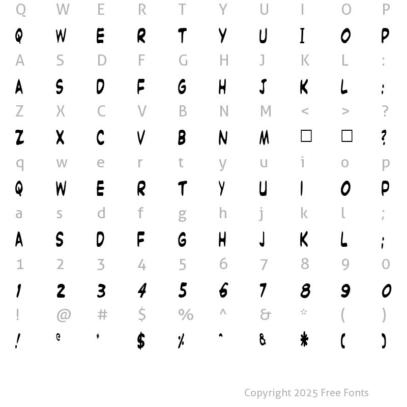 Character Map of Witzworx Regular