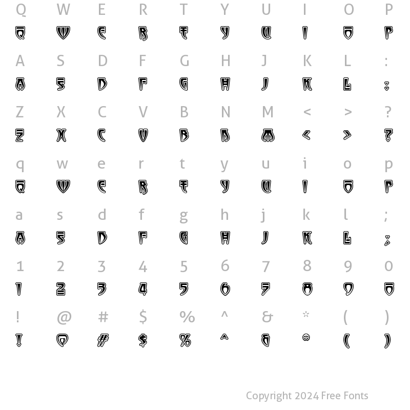 Character Map of WizardryMF-Contour Regular