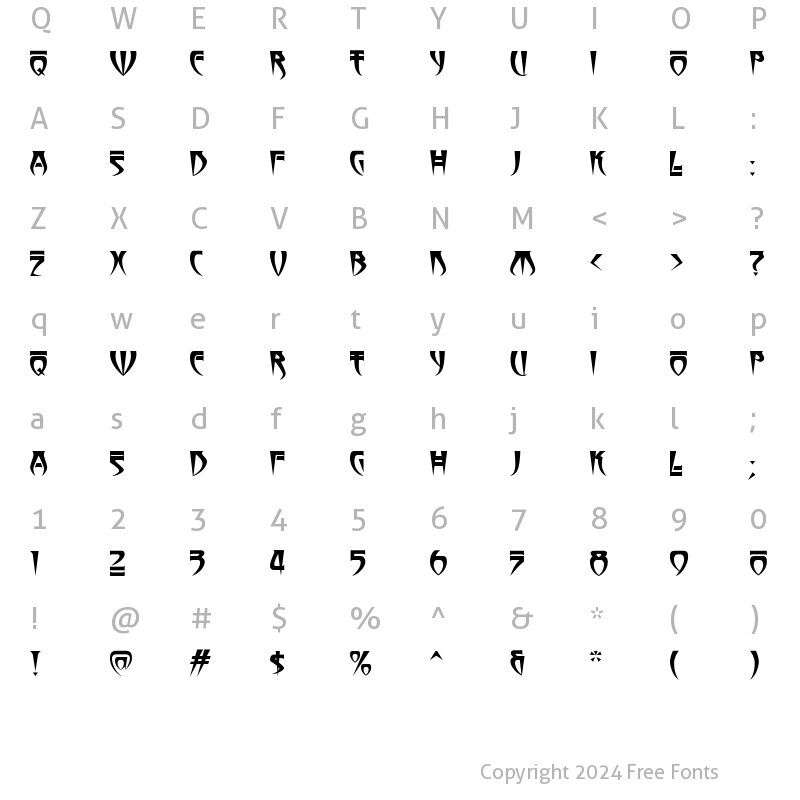 Character Map of WizardryMF Regular