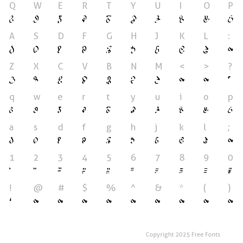 Character Map of WizardSpeak Worn Regular