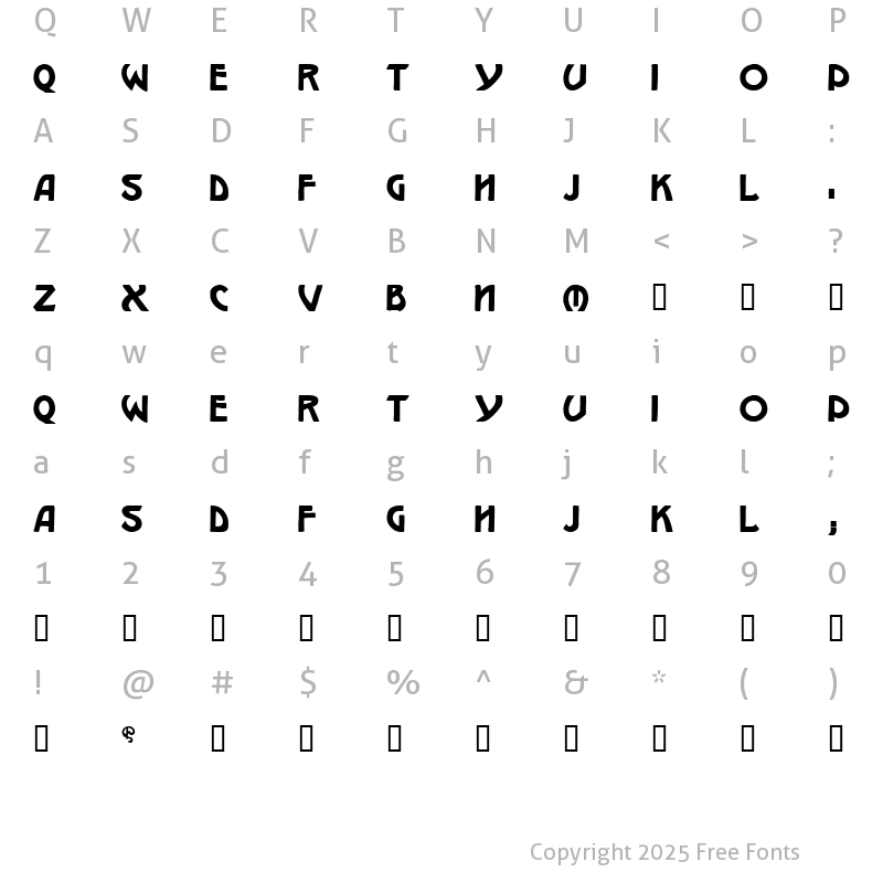 Character Map of W.J. Pearce 213 Regular