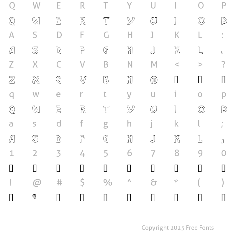 Character Map of W.J. Pearce hollow Regular