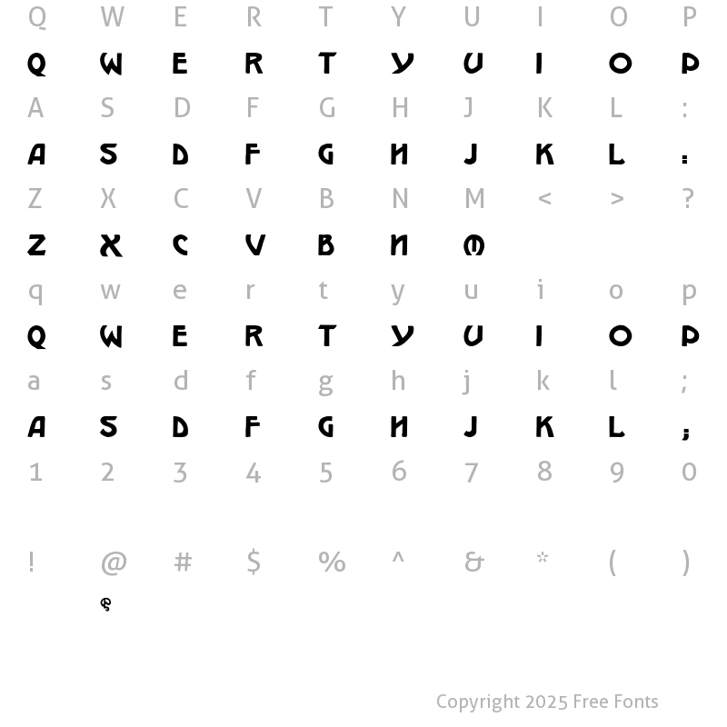 Character Map of WJPearce213 Regular