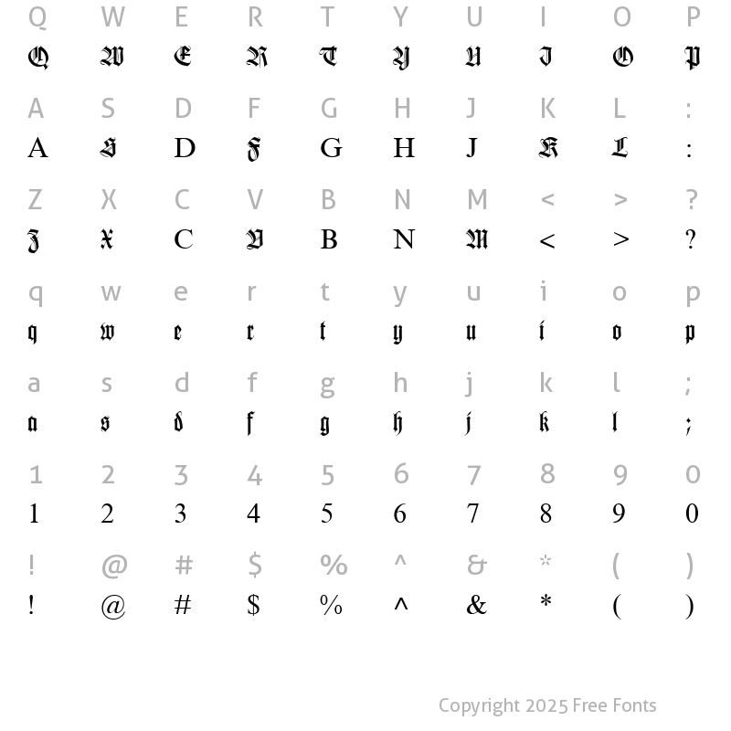 Character Map of WKC Cyr Regular