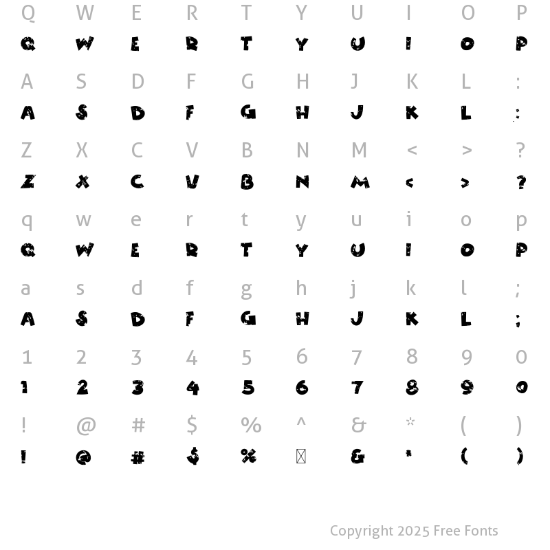 Character Map of WL Splashy Regular