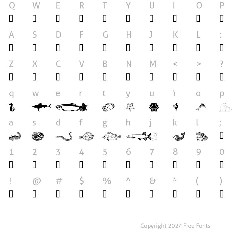 Character Map of wmaquatic1 Regular