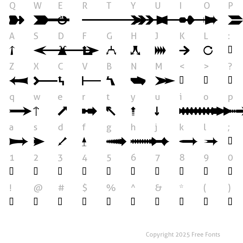 Character Map of wmarrows1 Regular
