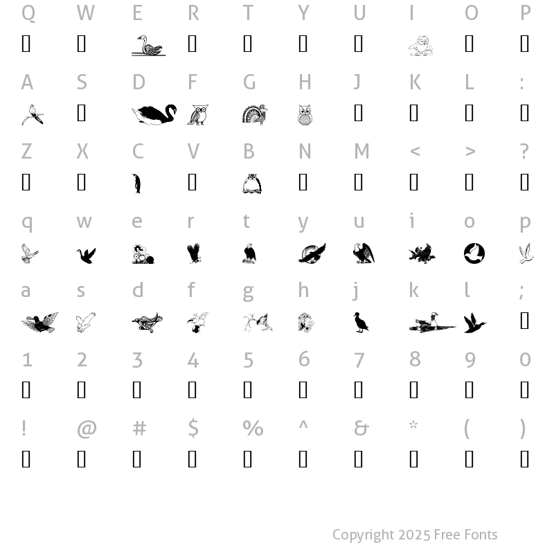 Character Map of wmbirds1 Regular