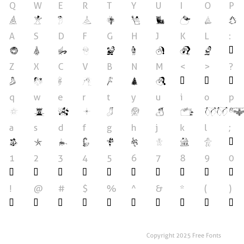 Character Map of wmchristmas1 Regular