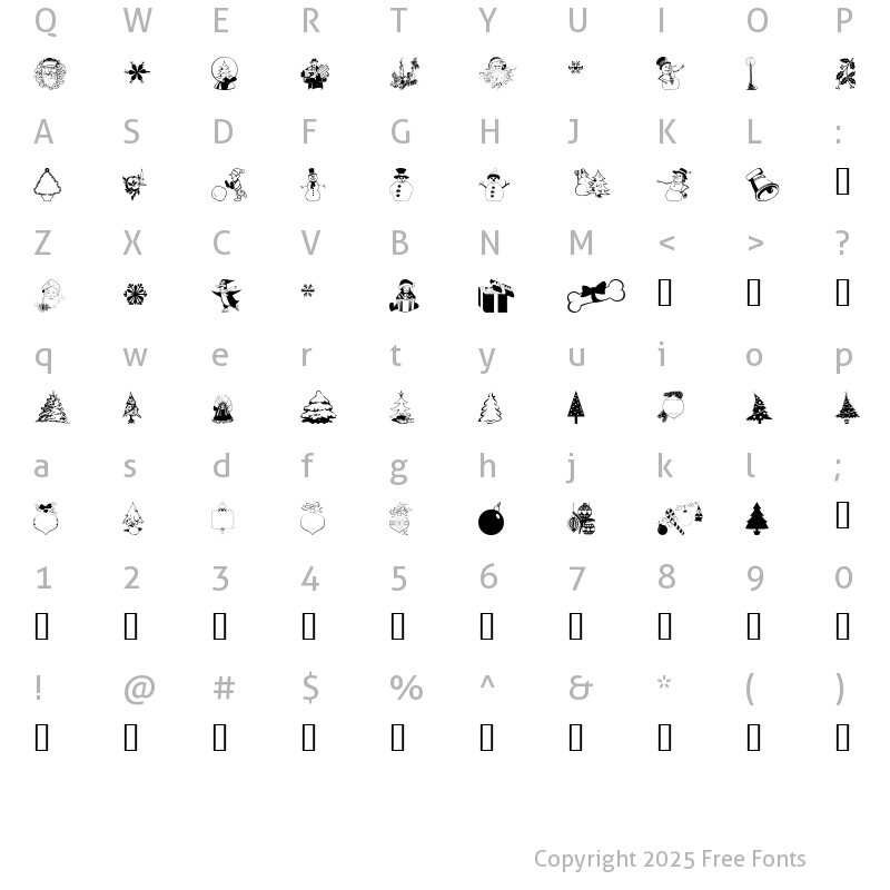Character Map of wmchristmas3 Regular