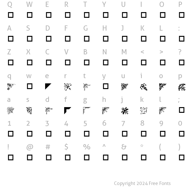 Character Map of wmcorners3 Regular