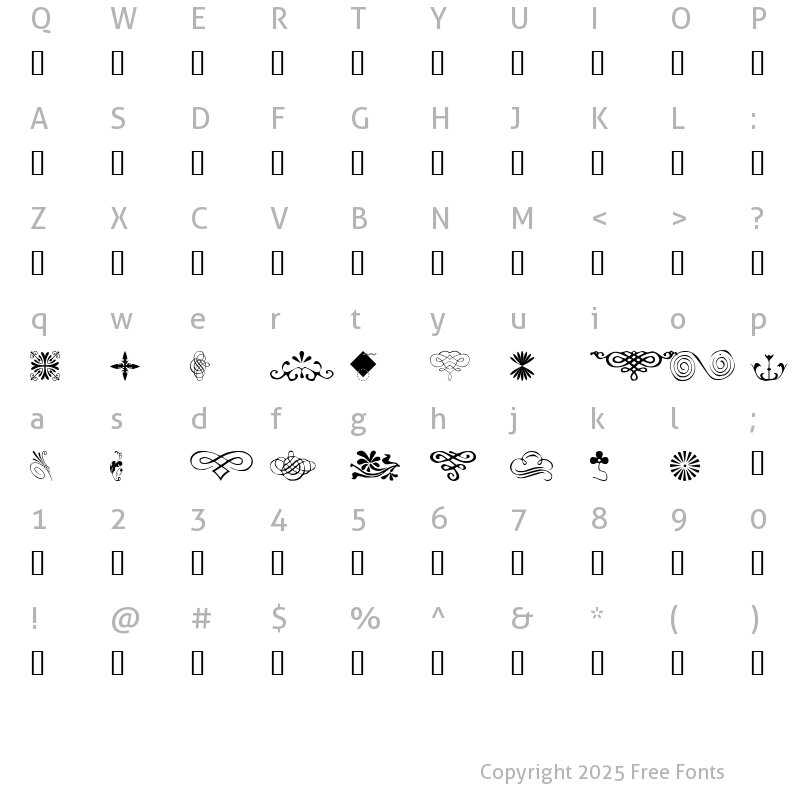 Character Map of wmdesigns1 Regular