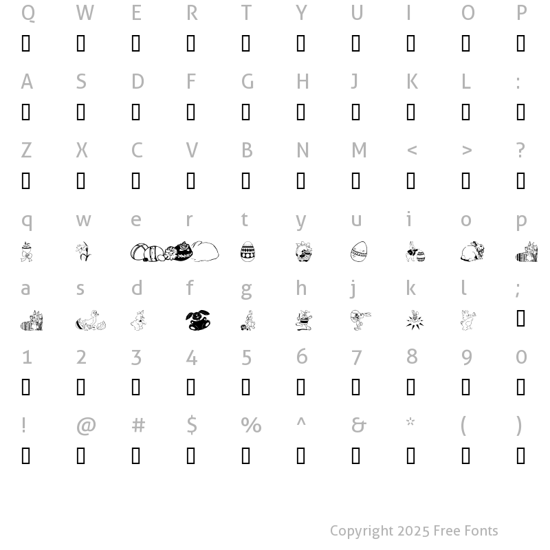Character Map of wmeaster1 Regular