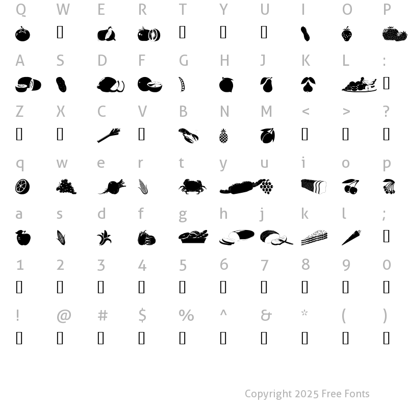 Character Map of wmfood1 Regular
