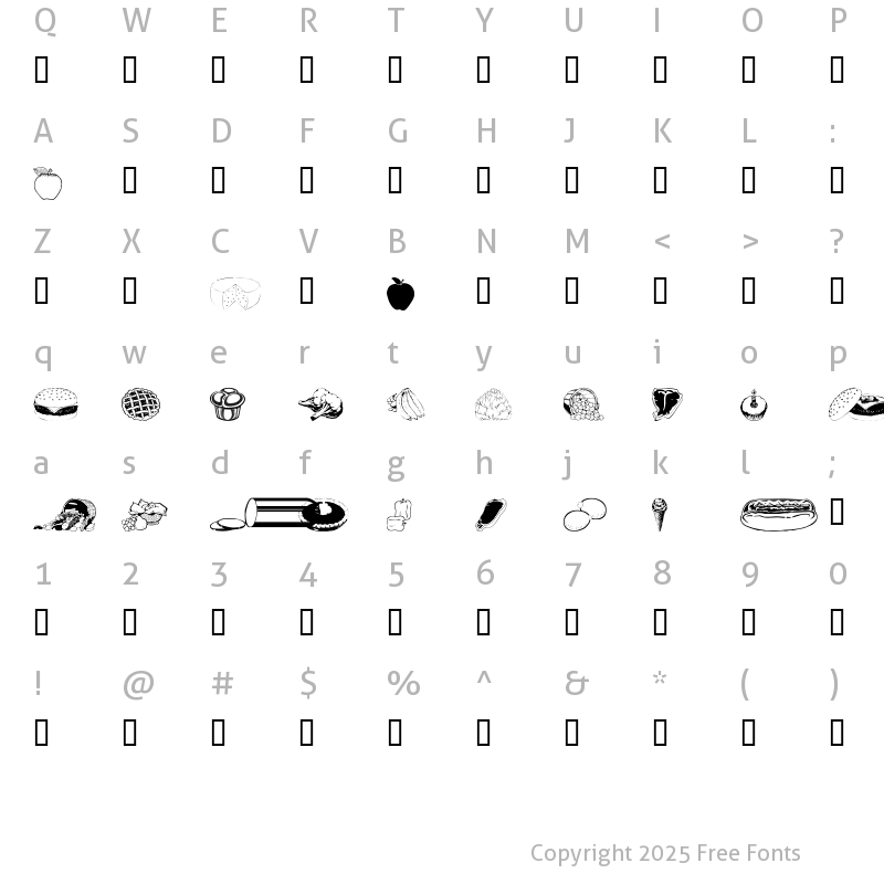 Character Map of wmfood2 Regular