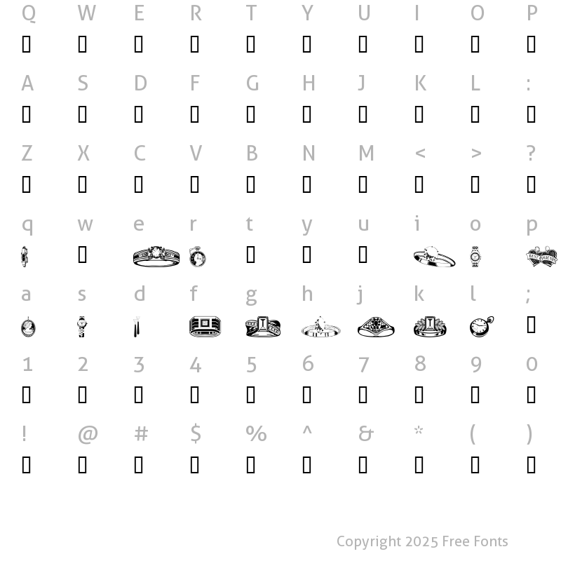 Character Map of wmjewelry Regular