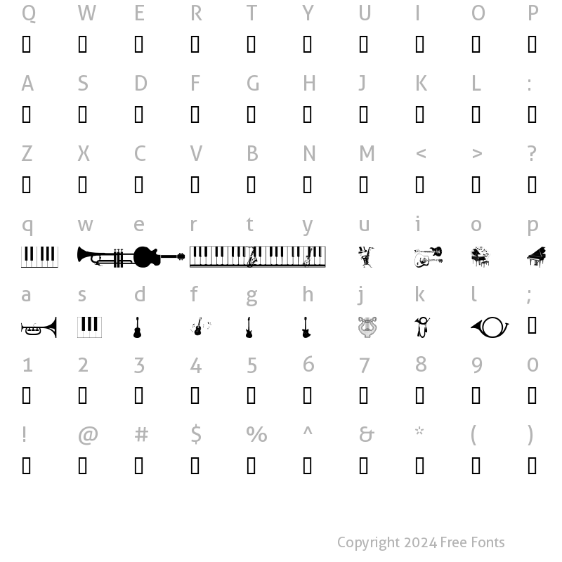 Character Map of wmmusic1 Regular