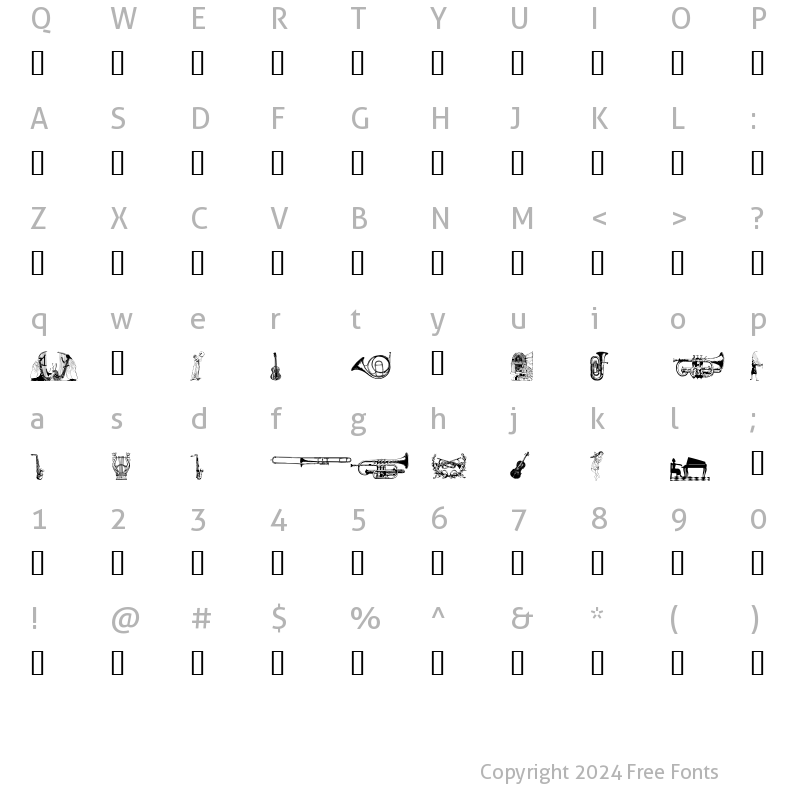 Character Map of wmmusic2 Regular