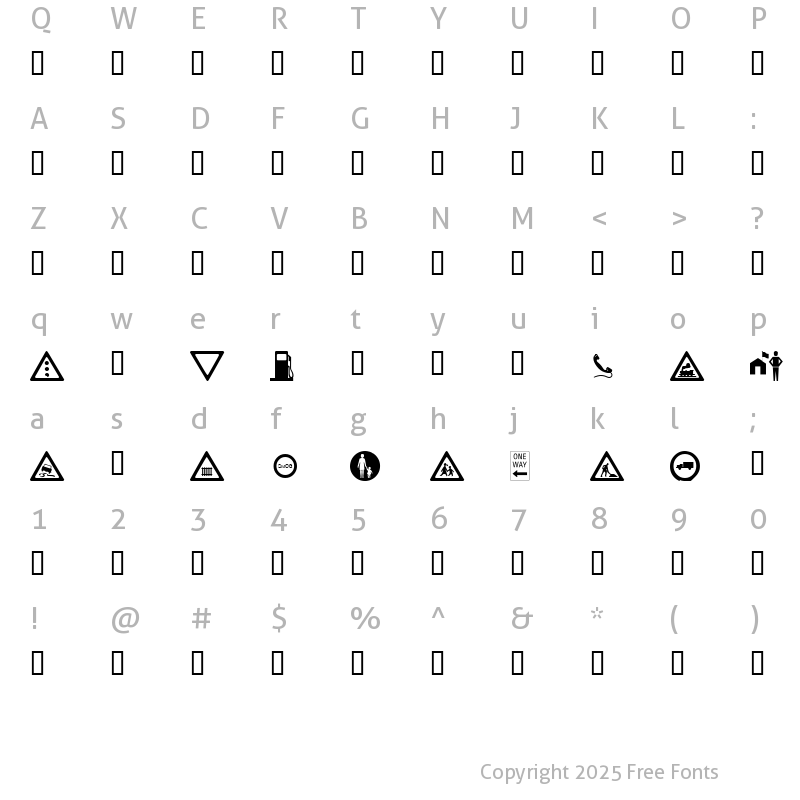 Character Map of wmroadsigns Regular