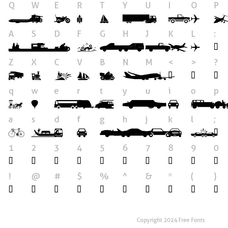 Character Map of wmtransport1 Regular