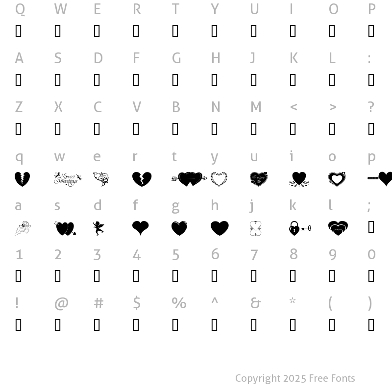 Character Map of wmvalentine1 Regular