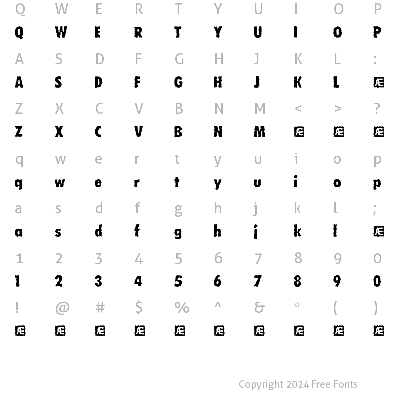 Character Map of Wobbly BRK Regular