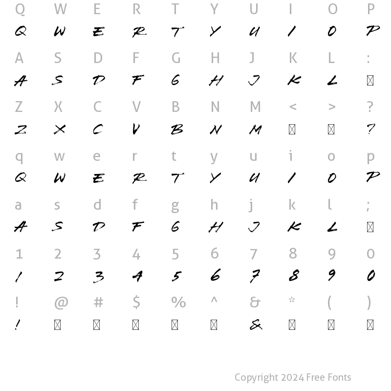 Character Map of Wokan Brush Regular