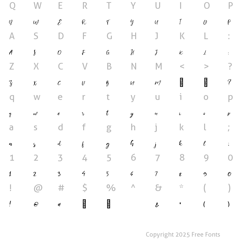 Character Map of Wokona Regular
