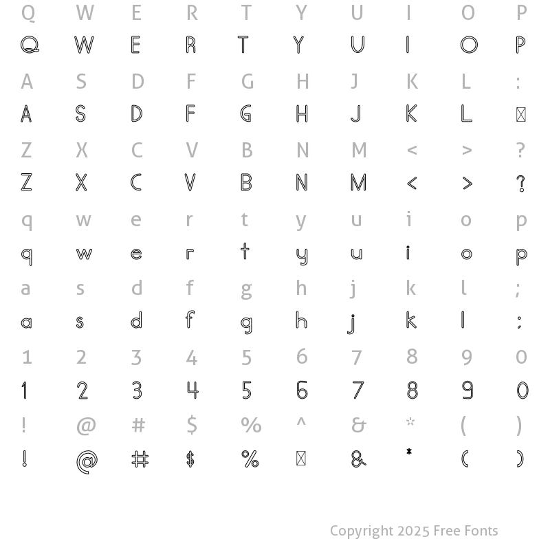 Character Map of Wolf Rubeus Sans Outline