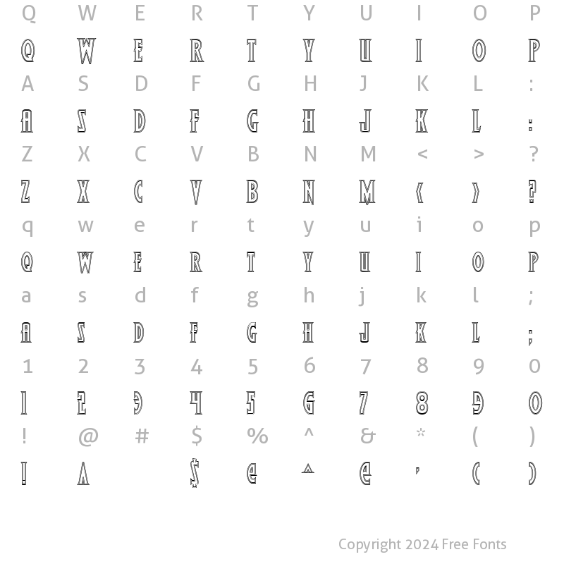 Character Map of Wolf's Bane Bold Outline Bold Outline