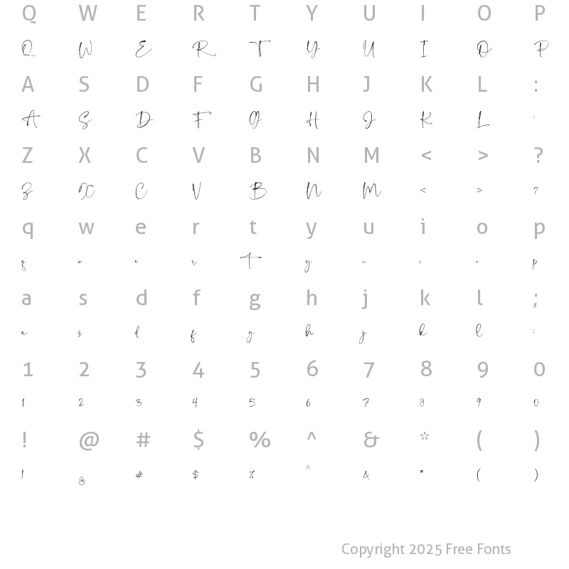 Character Map of Wolmington Script Font Regular