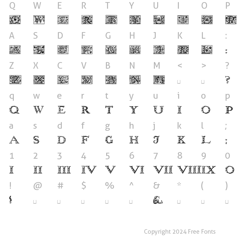 Character Map of WolnoughCapitals Normal