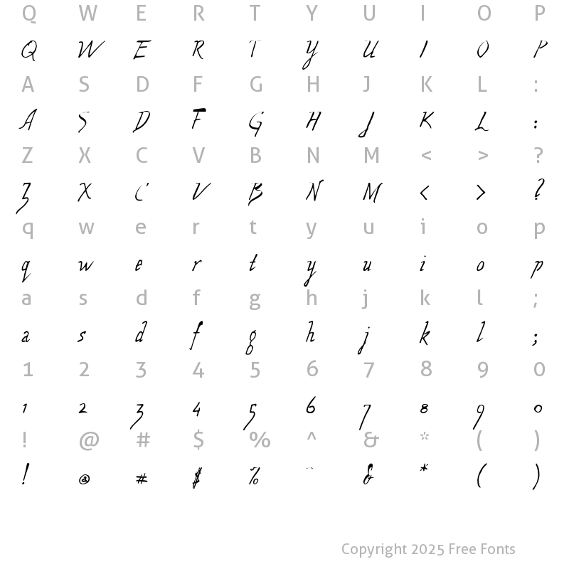Character Map of Wolven Script Regular