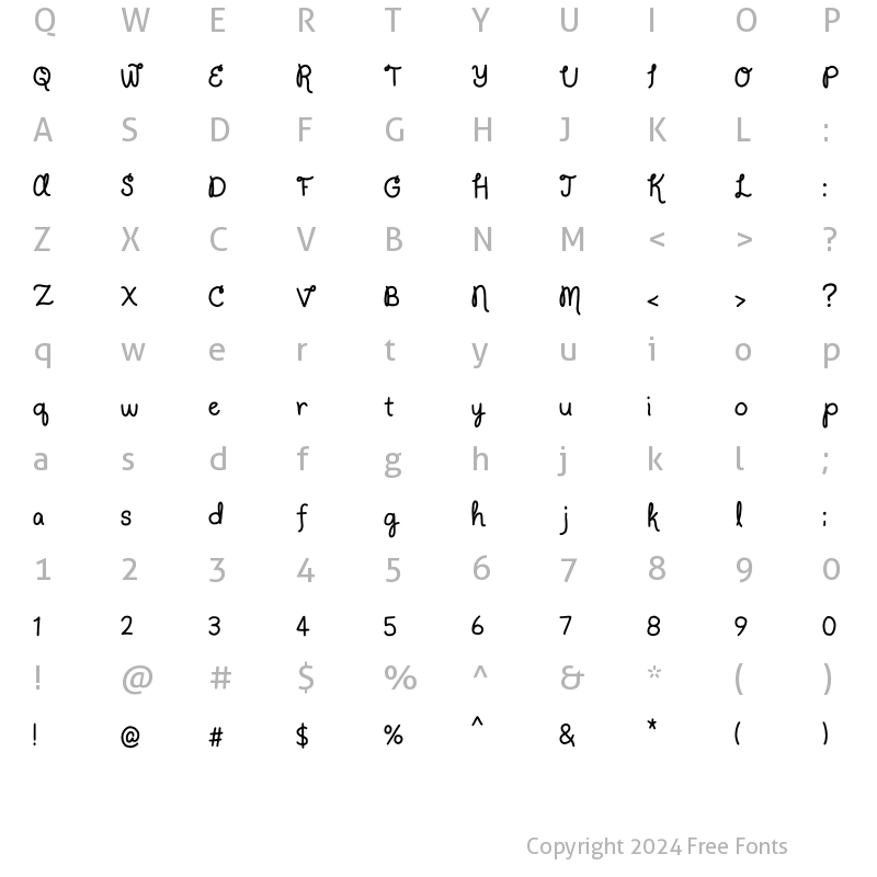 Character Map of Wonderbook Regular