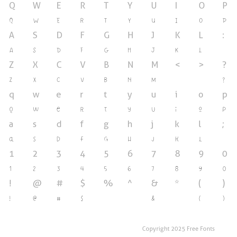 Character Map of Wonderful Adventure Font - Lines Regular