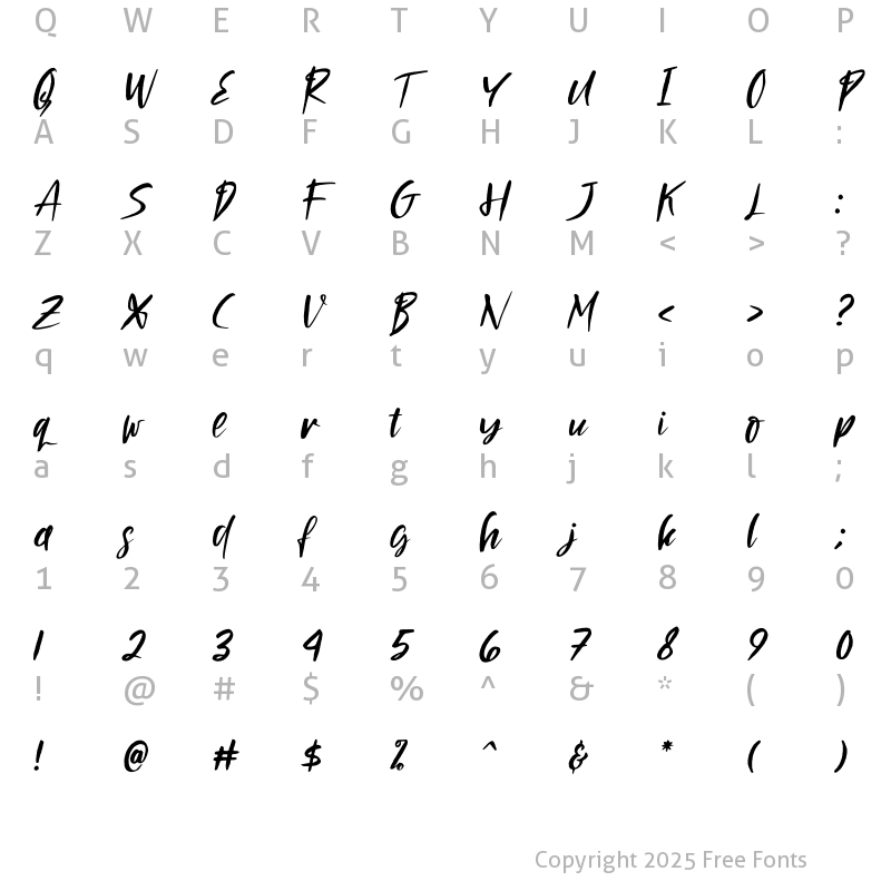 Character Map of Wonderful Rendola Italic