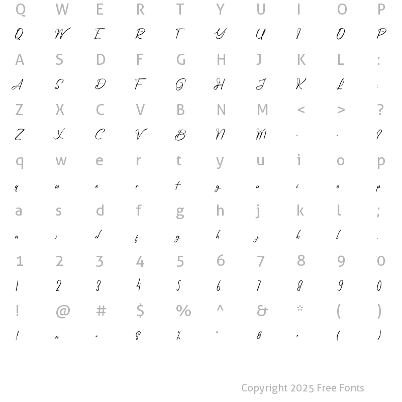 Character Map of Wonderfuul Bewritten Regular