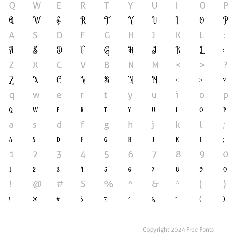 Character Map of Wonderia Regular