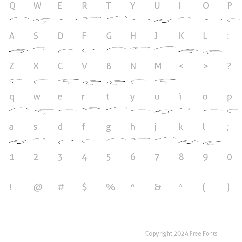 Character Map of Wonderline Swash Regular