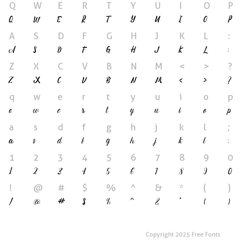 Character Map of wonderone beautiful Regular
