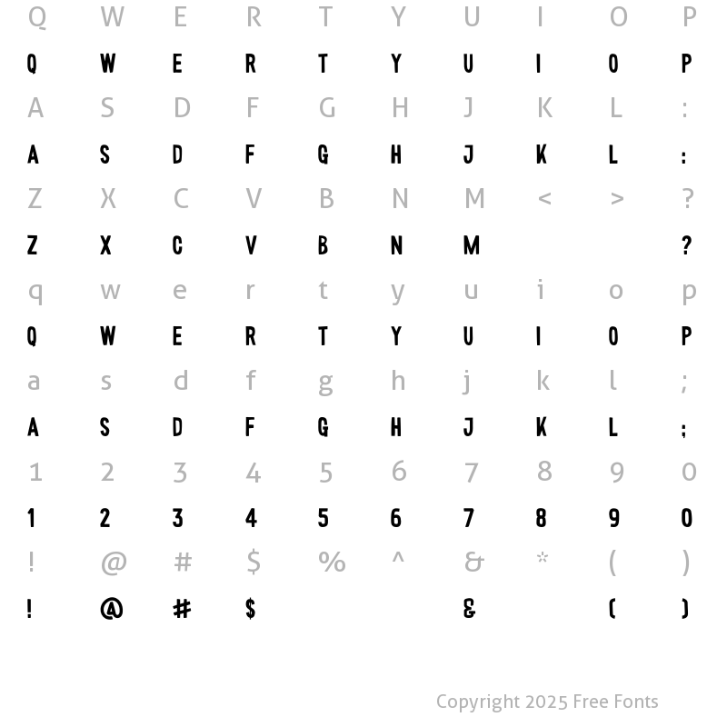 Character Map of Wonderul Wilderness Filled Font Regular