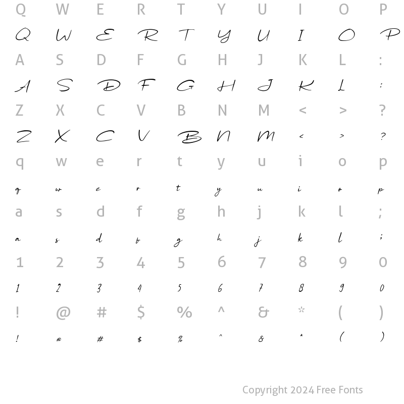 Character Map of Wondeur Italic