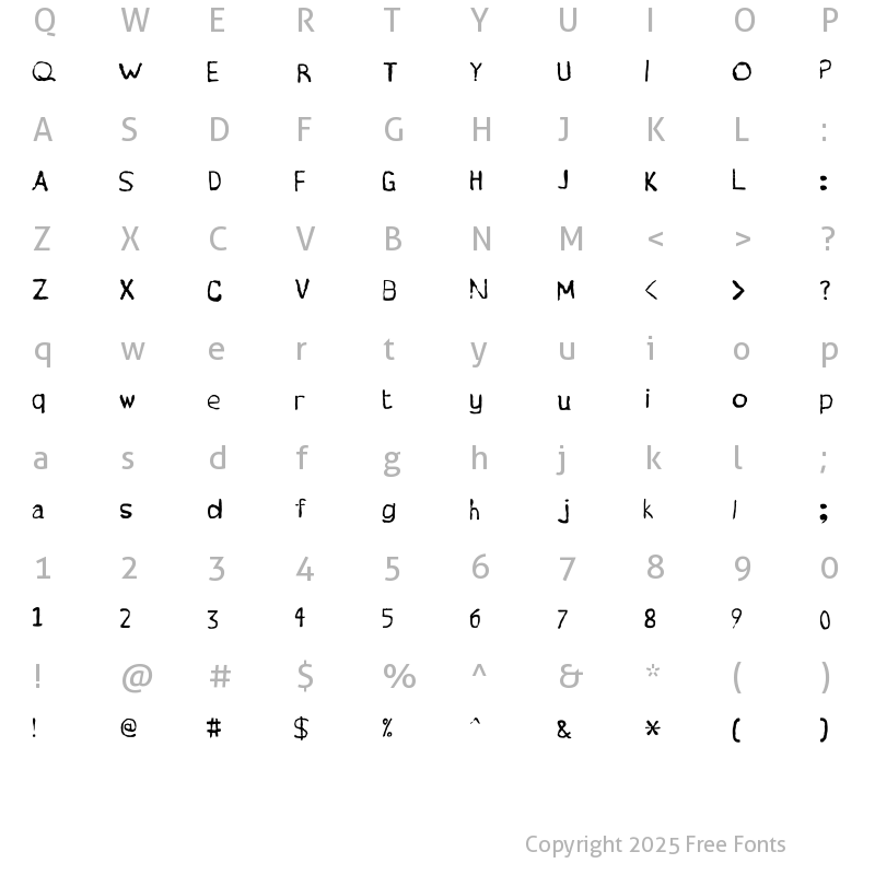 Character Map of Wonky Typewriter Regular