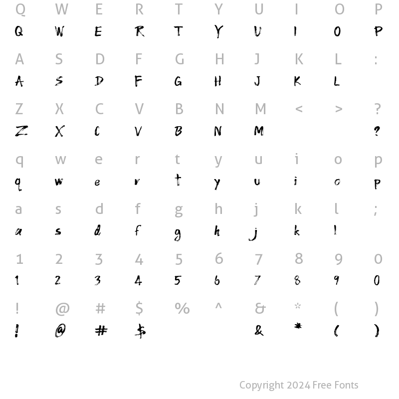 Character Map of Woo Regular