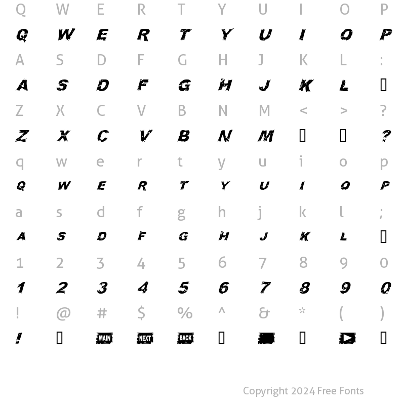 Character Map of WoodCut Italic