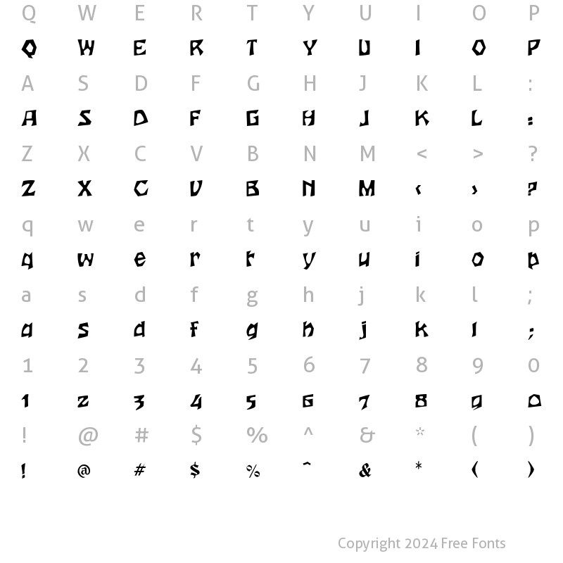 Character Map of Woodcut Normal